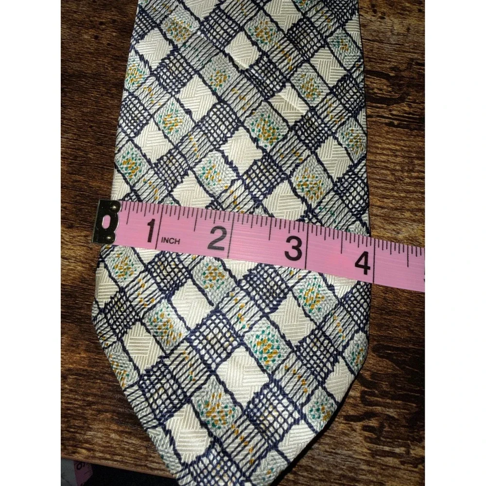 Vintage  Enrico Alloni Milano Italy Silk Tie Geometric Grid pattern